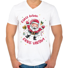 PRINTFASHION Erre vártam - Férfi V-nyakú póló - Fehér férfi póló