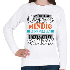 PRINTFASHION Értelmes csend - Női pulóver - Fehér