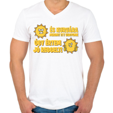 PRINTFASHION És kurvára megint itt vagyunk - Férfi V-nyakú póló - Fehér férfi póló