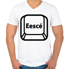 PRINTFASHION "Esc" billentyű - Férfi V-nyakú póló - Fehér férfi póló
