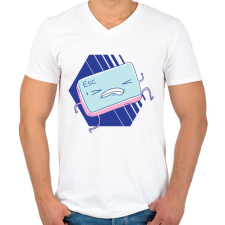 PRINTFASHION ESC gomb - Férfi V-nyakú póló - Fehér férfi póló