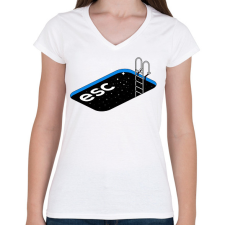 PRINTFASHION Escape - Női V-nyakú póló - Fehér női póló