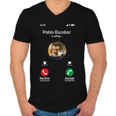 PRINTFASHION Escobar calling 2 - Férfi V-nyakú póló - Fekete