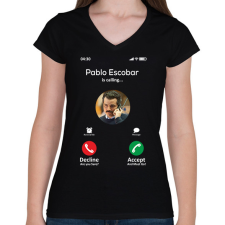PRINTFASHION Escobar calling 2 - Női V-nyakú póló - Fekete női póló