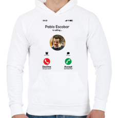PRINTFASHION Escobar calling - Férfi kapucnis pulóver - Fehér