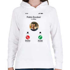 PRINTFASHION Escobar calling - Női kapucnis pulóver - Fehér