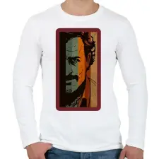 PRINTFASHION Escobar - Férfi hosszú ujjú póló - Fehér férfi póló