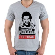 PRINTFASHION Escobar - Férfi V-nyakú póló - Sport szürke férfi póló