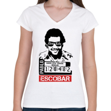PRINTFASHION Escobar thug life - Női V-nyakú póló - Fehér