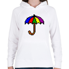 PRINTFASHION Esernyő pixel - Női kapucnis pulóver - Fehér