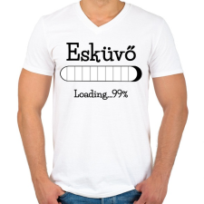 PRINTFASHION Esküvő loading...99% - Férfi V-nyakú póló - Fehér férfi póló