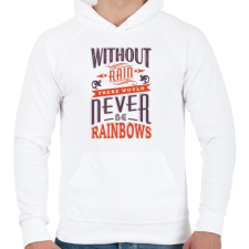 PRINTFASHION Eső nélkül nincs szivárvány - Férfi kapucnis pulóver - Fehér férfi pulóver, kardigán