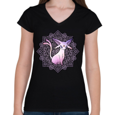 PRINTFASHION Espeon - Női V-nyakú póló - Fekete női póló