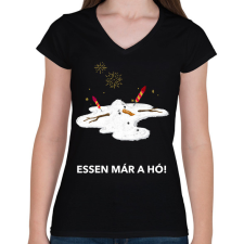 PRINTFASHION ESSEN MÁR A HÓ - Női V-nyakú póló - Fekete női póló