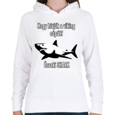 PRINTFASHION északi shark - Női kapucnis pulóver - Fehér női pulóver, kardigán