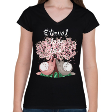 PRINTFASHION Eternal Lazy Love ;)  - Női V-nyakú póló - Fekete női póló
