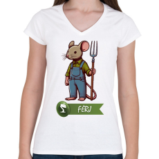 PRINTFASHION Everdell férj - Női V-nyakú póló - Fehér