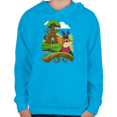 PRINTFASHION Everdell királynő - Gyerek kapucnis pulóver - Azúrkék