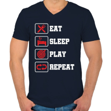 PRINTFASHION Evés, alvás, darts, ismétlés - Férfi V-nyakú póló - Sötétkék férfi póló