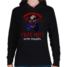 PRINTFASHION evil clown-free wifi - Női kapucnis pulóver - Fekete női pulóver, kardigán