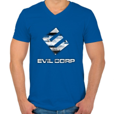 PRINTFASHION Evil Corp Glitch - Férfi V-nyakú póló - Királykék férfi póló