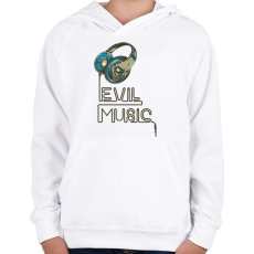 PRINTFASHION Evil Music - Gyerek kapucnis pulóver - Fehér