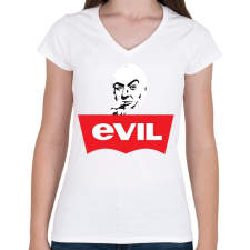 PRINTFASHION Evil - Női V-nyakú póló - Fehér női póló