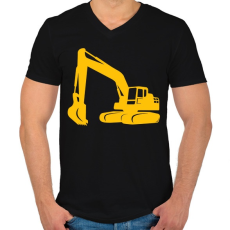 PRINTFASHION Excavator - Férfi V-nyakú póló - Fekete