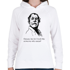 PRINTFASHION Excuse, but do I? - Női kapucnis pulóver - Fehér női pulóver, kardigán