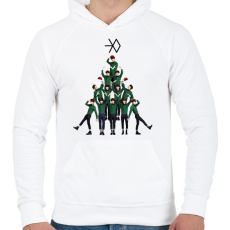 PRINTFASHION EXO Christmas - Férfi kapucnis pulóver - Fehér