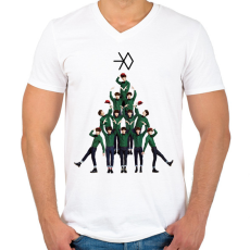 PRINTFASHION EXO Christmas - Férfi V-nyakú póló - Fehér