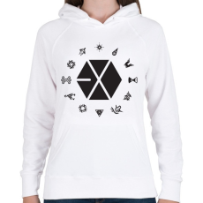 PRINTFASHION EXO logo - Női kapucnis pulóver - Fehér