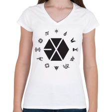 PRINTFASHION EXO logo - Női V-nyakú póló - Fehér női póló