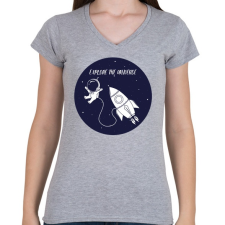 PRINTFASHION Explore the universe! - Női V-nyakú póló - Sport szürke női póló
