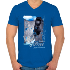 PRINTFASHION EXPRESS LOVE - Férfi V-nyakú póló - Királykék férfi póló