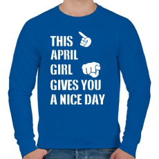 PRINTFASHION Ez a áprilisi csaj szép napot kíván neked - Férfi pulóver - Királykék