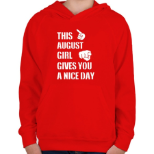 PRINTFASHION Ez a augusztusi csaj szép napot kíván neked - Gyerek kapucnis pulóver - Piros gyerek pulóver, kardigán