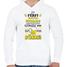 PRINTFASHION Ez a férfi nagyon szomjas - Férfi kapucnis pulóver - Fehér férfi pulóver, kardigán