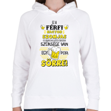 PRINTFASHION Ez a férfi nagyon szomjas - Női kapucnis pulóver - Fehér