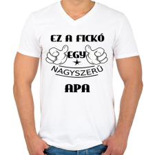 PRINTFASHION Ez a fickó egy nagyszerű apa - Férfi V-nyakú póló - Fehér férfi pulóver, kardigán