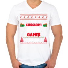 PRINTFASHION Ez a karácsonyi gamer pólóm - Férfi V-nyakú póló - Fehér férfi póló