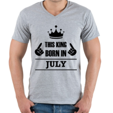 PRINTFASHION Ez a király júliusban született - Férfi V-nyakú póló - Sport szürke férfi póló
