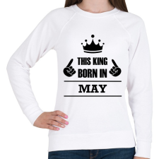 PRINTFASHION Ez a király májusban született - Női pulóver - Fehér női pulóver, kardigán