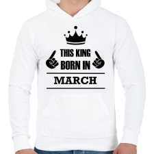 PRINTFASHION Ez a király márciusban született - Férfi kapucnis pulóver - Fehér férfi pulóver, kardigán