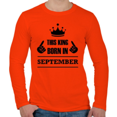 PRINTFASHION Ez a király szeptemberben született - Férfi hosszú ujjú póló - Narancs