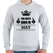 PRINTFASHION Ez a királynő májusban született - Férfi kapucnis pulóver - Sport szürke férfi pulóver, kardigán