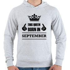 PRINTFASHION Ez a királynő szeptemberben született - Férfi kapucnis pulóver - Sport szürke férfi pulóver, kardigán