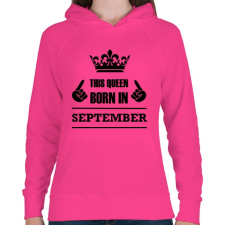 PRINTFASHION Ez a királynő szeptemberben született - Női kapucnis pulóver - Fukszia női pulóver, kardigán