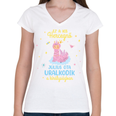 PRINTFASHION Ez a kis hercegnő - Hónappal - Női V-nyakú póló - Fehér
