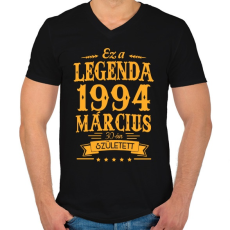 PRINTFASHION Ez a legenda 1994 március 30-án született - Férfi V-nyakú póló - Fekete